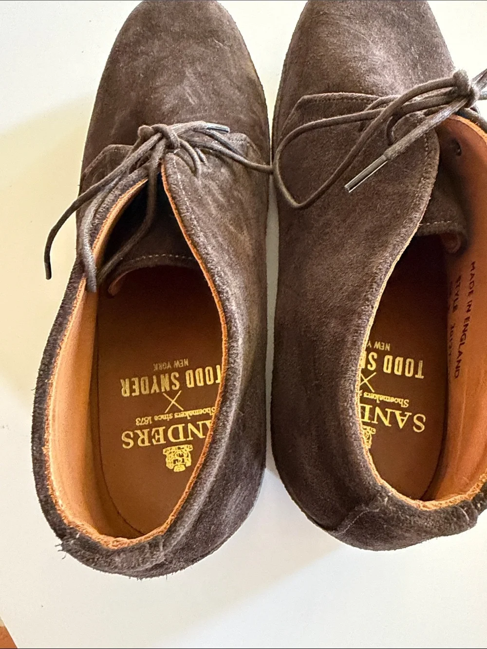 Todd Snyder X Sanders Men Dark Brown Suede Chukka Boots Sz 10. New Bag7